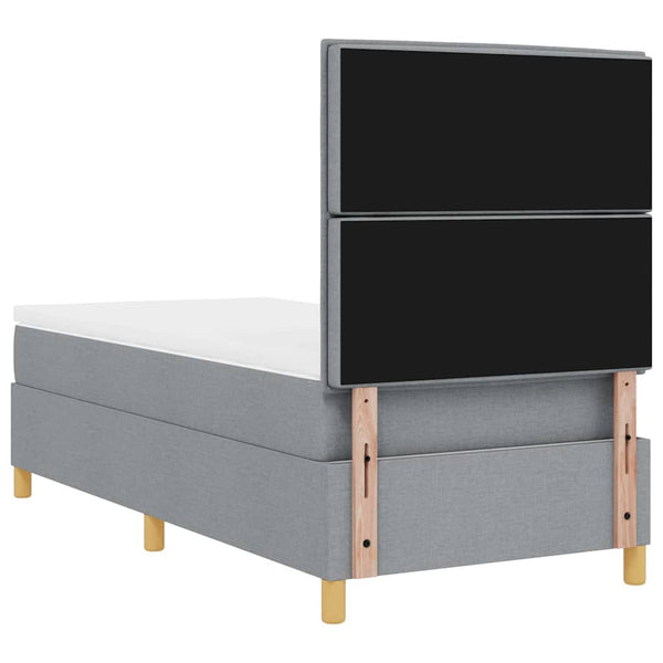 vidaXL LED Box Spring Bed with Mattress Light Gray 100 x 200 cm Fabric