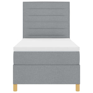 vidaXL LED Box Spring Bed with Mattress Light Gray 100 x 200 cm Fabric