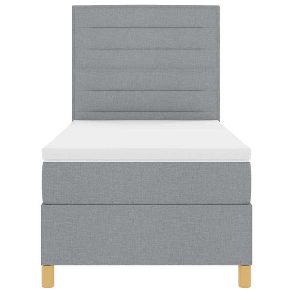 vidaXL LED Box Spring Bed with Mattress Light Gray 100 x 200 cm Fabric