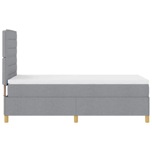 vidaXL LED Box Spring Bed with Mattress Light Gray 100 x 200 cm Fabric