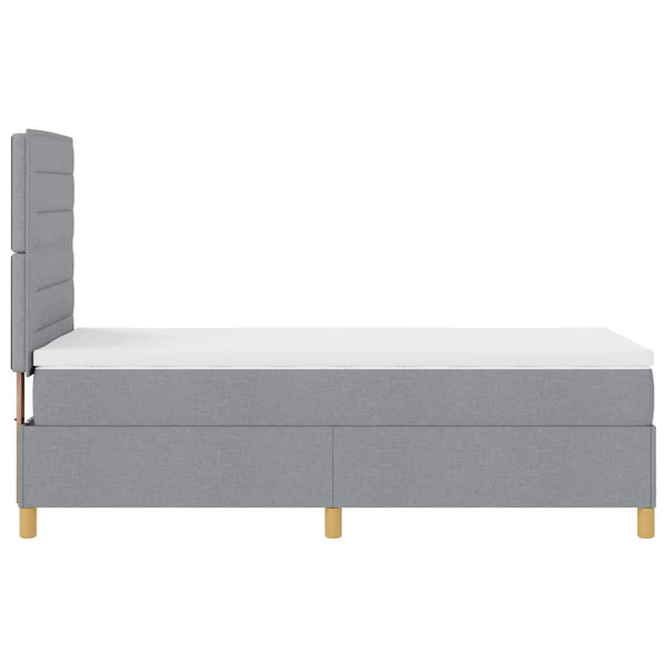 vidaXL LED Box Spring Bed with Mattress Light Gray 100 x 200 cm Fabric