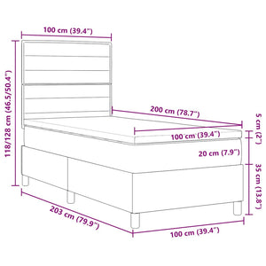 vidaXL LED Box Spring Bed with Mattress Black 100 x 200 cm Fabric