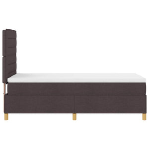 vidaXL LED Box Spring Bed with Mattress Dark Brown 100 x 200 cm Fabric