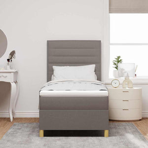 vidaXL LED Box Spring Bed with Mattress Taupe 100 x 200 cm Fabric
