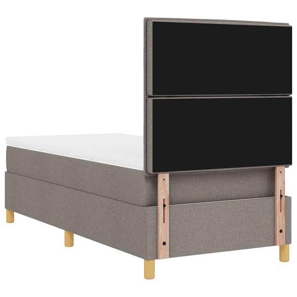 vidaXL LED Box Spring Bed with Mattress Taupe 100 x 200 cm Fabric