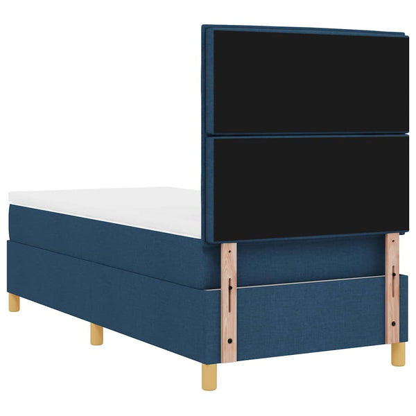 vidaXL LED Box Spring Bed with Mattress Blue 100 x 200 cm Fabric