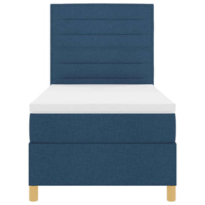 vidaXL LED Box Spring Bed with Mattress Blue 100 x 200 cm Fabric