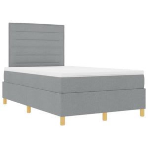 vidaXL LED Box Spring Bed with Mattress Light Grey 120 x 190 cm Fabric