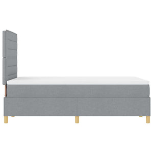 vidaXL LED Box Spring Bed with Mattress Light Grey 120 x 190 cm Fabric