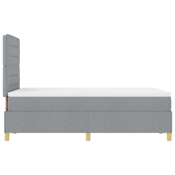vidaXL LED Box Spring Bed with Mattress Light Grey 120 x 190 cm Fabric
