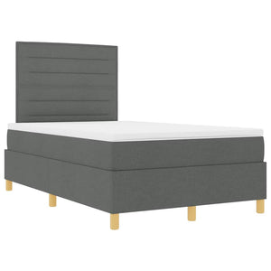vidaXL LED Box Spring Bed with Mattress Dark Grey 120 x 190 cm Fabric