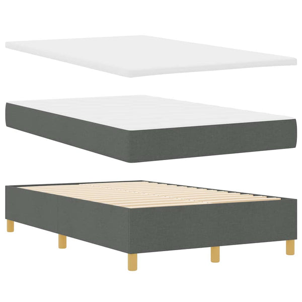 vidaXL LED Box Spring Bed with Mattress Dark Grey 120 x 190 cm Fabric
