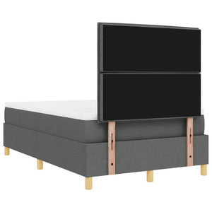 vidaXL LED Box Spring Bed with Mattress Dark Grey 120 x 190 cm Fabric