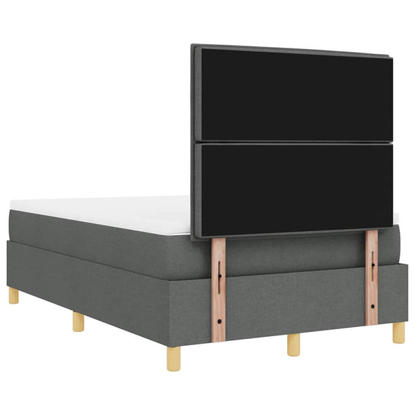 vidaXL LED Box Spring Bed with Mattress Dark Grey 120 x 190 cm Fabric