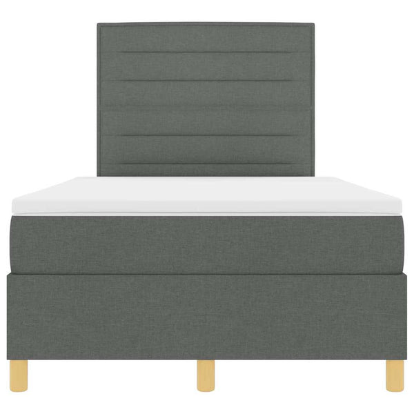 vidaXL LED Box Spring Bed with Mattress Dark Grey 120 x 190 cm Fabric