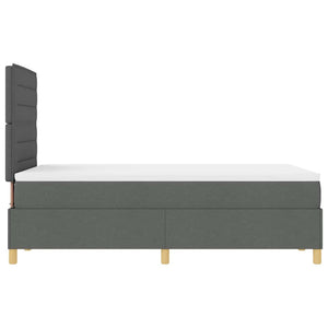 vidaXL LED Box Spring Bed with Mattress Dark Grey 120 x 190 cm Fabric