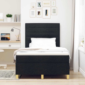 vidaXL LED Box Spring Bed with Mattress Black 120 x 190 cm Fabric