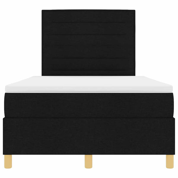 vidaXL LED Box Spring Bed with Mattress Black 120 x 190 cm Fabric