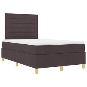 vidaXL LED Box Spring Bed with Mattress Dark Brown 120 x 190 cm Fabric