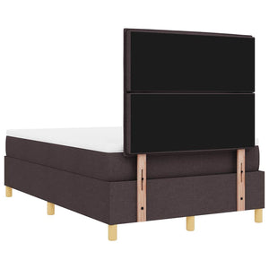 vidaXL LED Box Spring Bed with Mattress Dark Brown 120 x 190 cm Fabric