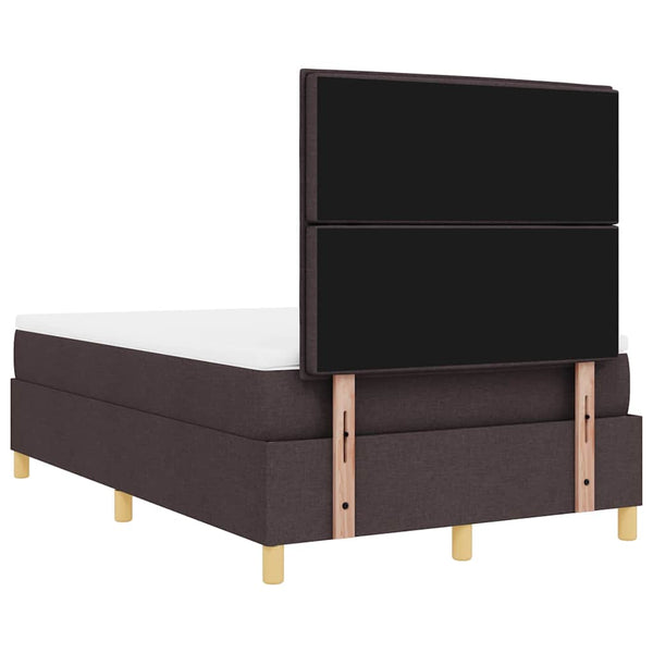 vidaXL LED Box Spring Bed with Mattress Dark Brown 120 x 190 cm Fabric