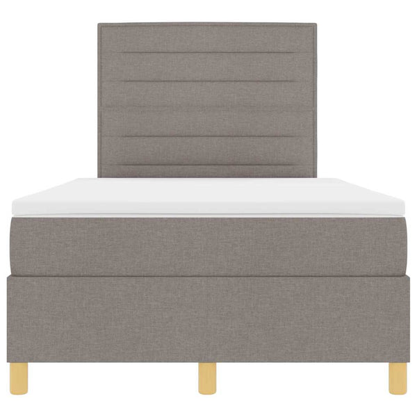 vidaXL LED Box Spring Bed with Mattress Taupe 120 x 190 cm Fabric