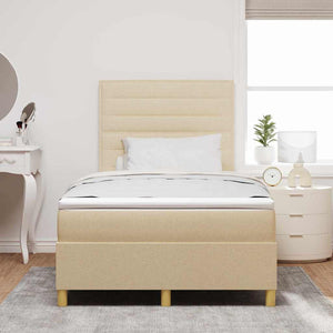 vidaXL LED Box Spring Bed with Mattress Cream 120 x 190 cm Fabric