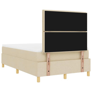 vidaXL LED Box Spring Bed with Mattress Cream 120 x 190 cm Fabric
