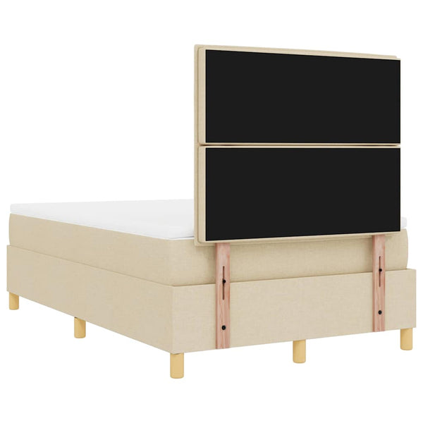 vidaXL LED Box Spring Bed with Mattress Cream 120 x 190 cm Fabric