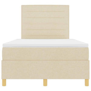 vidaXL LED Box Spring Bed with Mattress Cream 120 x 190 cm Fabric