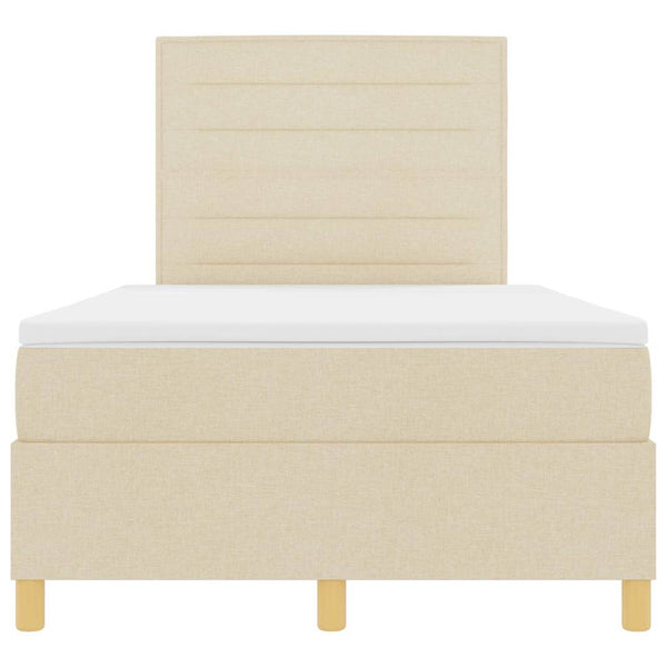 vidaXL LED Box Spring Bed with Mattress Cream 120 x 190 cm Fabric