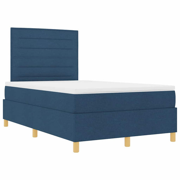 vidaXL LED Fabric Box Spring Bed with Mattress Blue 120 x 190 cm