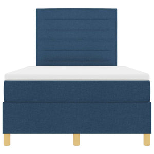 vidaXL LED Fabric Box Spring Bed with Mattress Blue 120 x 190 cm