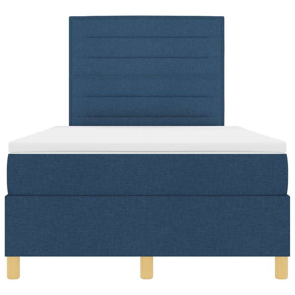 vidaXL LED Fabric Box Spring Bed with Mattress Blue 120 x 190 cm