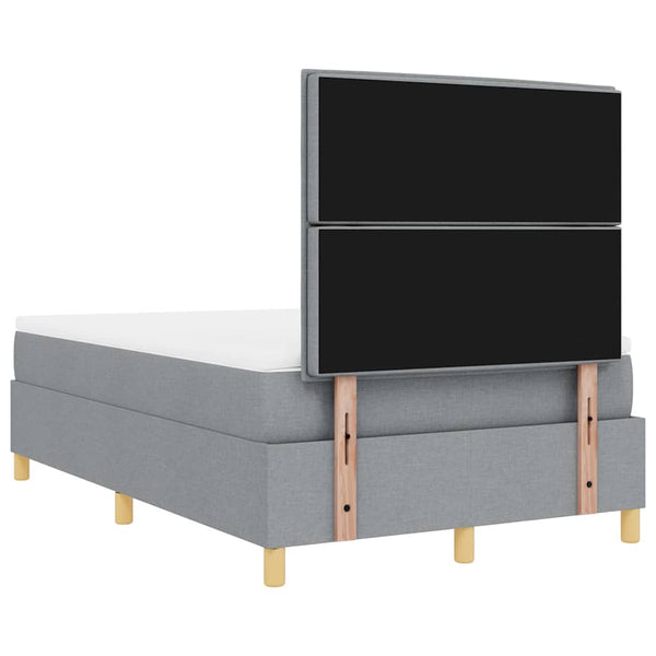 vidaXL LED Box Spring Bed with Mattress Light Gray 120 x 200 cm Fabric
