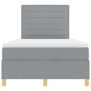 vidaXL LED Box Spring Bed with Mattress Light Gray 120 x 200 cm Fabric