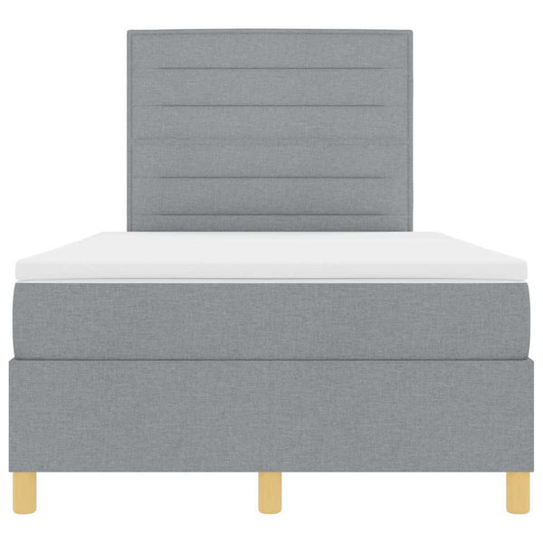 vidaXL LED Box Spring Bed with Mattress Light Gray 120 x 200 cm Fabric