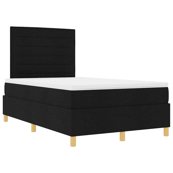 vidaXL LED Box Spring Bed with Mattress Black 120 x 200 cm Fabric