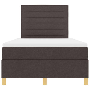vidaXL LED Box Spring Bed with Mattress Dark Brown 120 x 200 cm Fabric