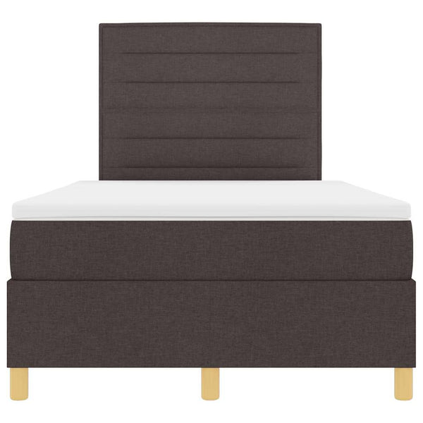 vidaXL LED Box Spring Bed with Mattress Dark Brown 120 x 200 cm Fabric