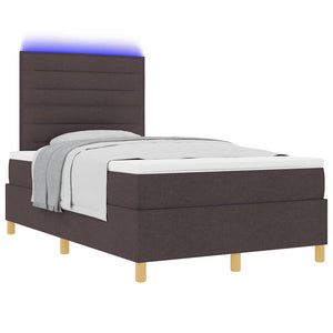 vidaXL LED Box Spring Bed with Mattress Dark Brown 120 x 200 cm Fabric