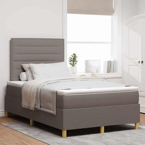 vidaXL LED Box Spring Bed with Mattress Taupe 120 x 200 cm Fabric
