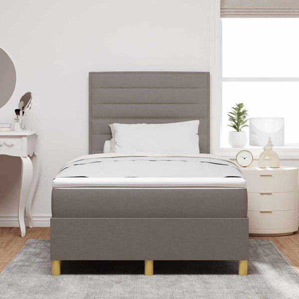 vidaXL LED Box Spring Bed with Mattress Taupe 120 x 200 cm Fabric