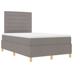 vidaXL LED Box Spring Bed with Mattress Taupe 120 x 200 cm Fabric