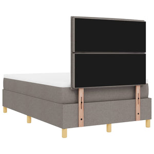 vidaXL LED Box Spring Bed with Mattress Taupe 120 x 200 cm Fabric