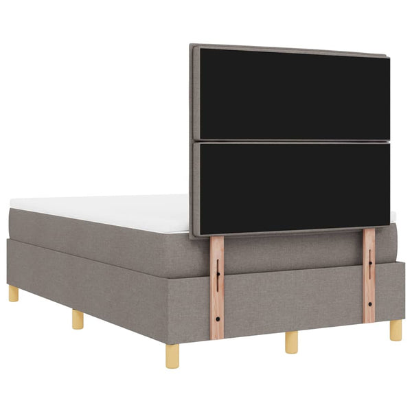 vidaXL LED Box Spring Bed with Mattress Taupe 120 x 200 cm Fabric