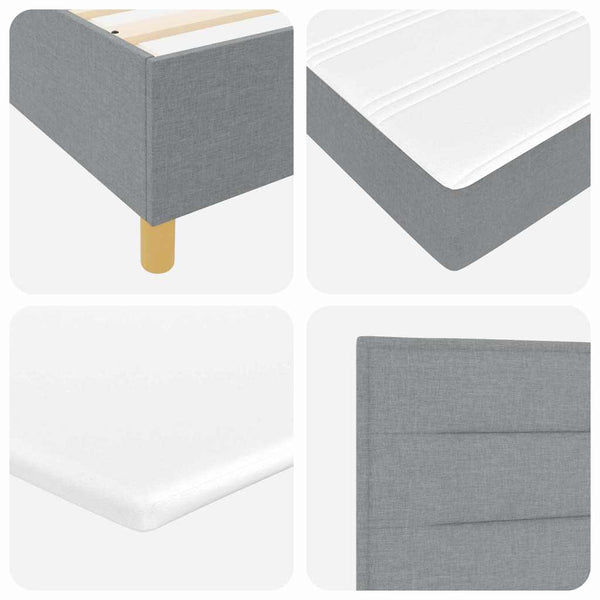 vidaXL LED Box Spring Bed with Mattress Light Gray 140 x 190 cm Fabric