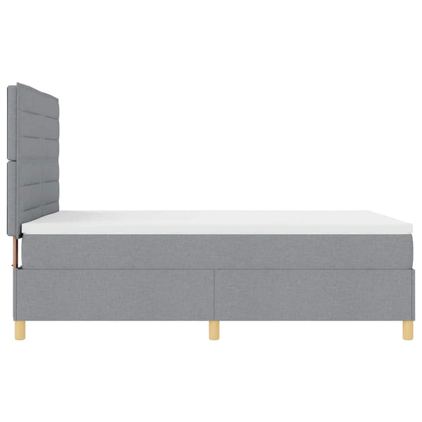 vidaXL LED Box Spring Bed with Mattress Light Gray 140 x 190 cm Fabric