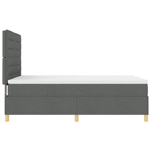 vidaXL LED Box Spring Bed with Mattress Dark Grey 140 x 190 cm Fabric