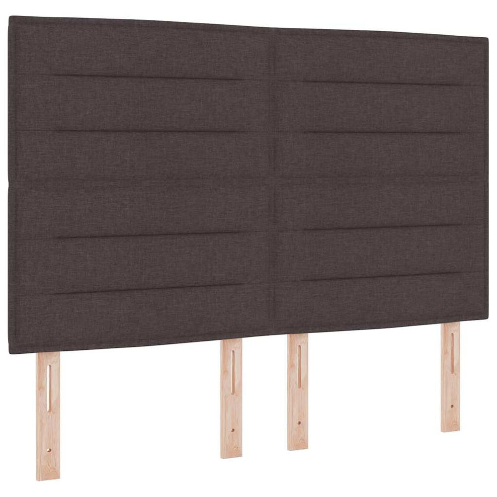 vidaXL LED Box Spring Bed with Mattress Dark Brown 140 x 190 cm Fabric
